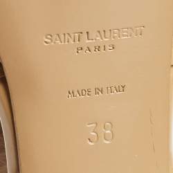 Pre Owned Saint Laurent Brown Patent Leather Tribute Sandals Size 38