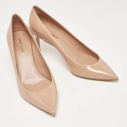 Pre Owned Saint Laurent Beige Patent Anja Pumps Size 40