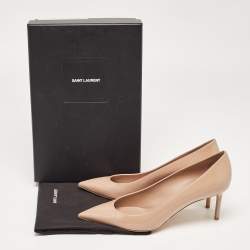 Pre Owned Saint Laurent Beige Patent Anja Pumps Size 40