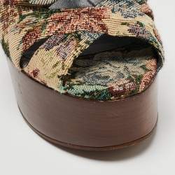 مملوكة مسبقًا Saint Laurent Multicolor Printed Canvas Candy Platform Sandals Size 37