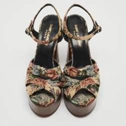 مملوكة مسبقًا Saint Laurent Multicolor Printed Canvas Candy Platform Sandals Size 37