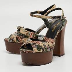 مملوكة مسبقًا Saint Laurent Multicolor Printed Canvas Candy Platform Sandals Size 37