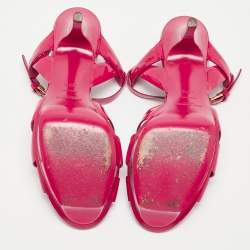Saint Laurent Pink Patent Leather Tribute Sandals Size 39.5