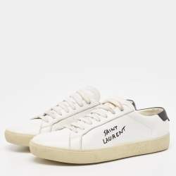 Pre Owned Saint Laurent White Leather Court Classic SL/06 Sneakers Size 39