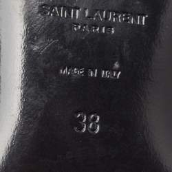 Pre Owned Saint Laurent Black Leather Toe Ring Slingback Flat Sandals Size 38