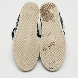 Saint Laurent White/Black Tweed and Leather Bedford High Sneakers Size 36