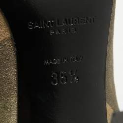 Pre Owned Saint Laurent Multicolor Suede Lace Up Ankle Boots Size 35.5