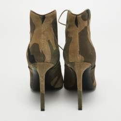 Pre Owned Saint Laurent Multicolor Suede Lace Up Ankle Boots Size 35.5