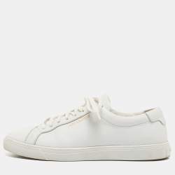 Saint Laurent White White Leather Low Top Sneakers Size 38.5