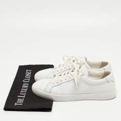 Saint Laurent White White Leather Low Top Sneakers Size 38.5