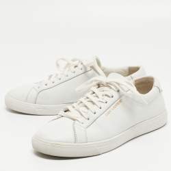 Saint Laurent White White Leather Low Top Sneakers Size 38.5