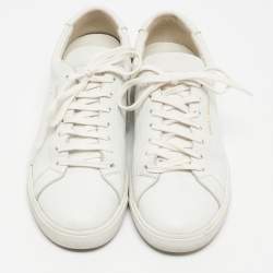 Saint Laurent White White Leather Low Top Sneakers Size 38.5