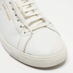 Saint Laurent White White Leather Low Top Sneakers Size 38.5