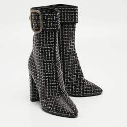 Saint Laurent Black Leather Buckle Ankle Boots Size 37