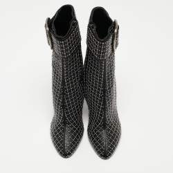 Saint Laurent Black Leather Buckle Ankle Boots Size 37