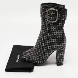 Saint Laurent Black Leather Buckle Ankle Boots Size 37
