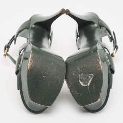 Pre Owned Saint Laurent Green Patent Leather Tribute Sandals Size 39