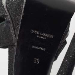 Saint Laurent Black Textured Suede Tribute Sandals Size 39