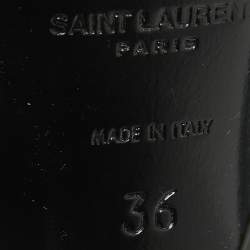 Pre Owned Saint Laurent Black Studded Leather Cassandra Ankle Strap Sandals Size 36