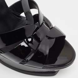 Pre Owned Saint Laurent Black Patent Leather Tribute Sandals Size 41