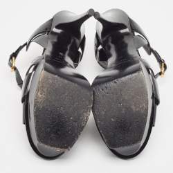 Pre Owned Saint Laurent Black Patent Leather Tribute Sandals Size 41