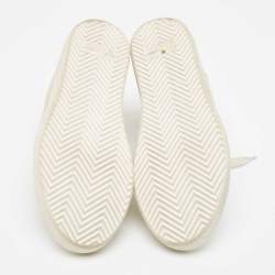 Pre Owned Saint Laurent Grey/White Leather Bedford Star Print High Top Sneakers Size 36