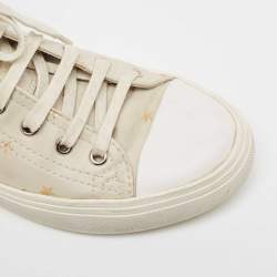 Pre Owned Saint Laurent Grey/White Leather Bedford Star Print High Top Sneakers Size 36