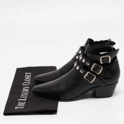 Saint Laurent Black Leather Ankle Boots Size 35