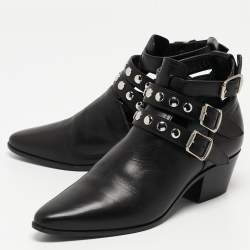 Saint Laurent Black Leather Ankle Boots Size 35