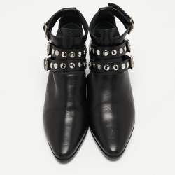 Saint Laurent Black Leather Ankle Boots Size 35