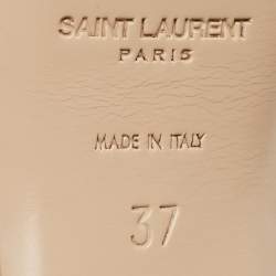 Saint Laurent Beige Patent Tribute Ankle Strap Sandals Size 37
