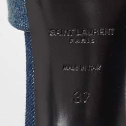 Pre Owned Saint Laurent Blue Denim Tribute Slide Sandals Size 37