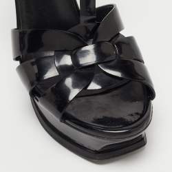 Saint Laurent Black Patent Leather Tribute Sandals Size 37