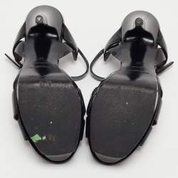 Saint Laurent Black Patent Leather Tribute Sandals Size 37