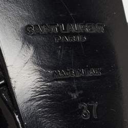 Saint Laurent Black Patent Leather Tribute Sandals Size 37