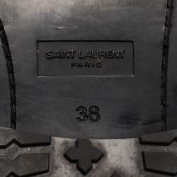 Pre Owned Saint Laurent Paris Black Brogue Leather Ankle Boots Size 38