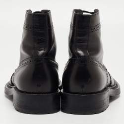 Pre Owned Saint Laurent Paris Black Brogue Leather Ankle Boots Size 38