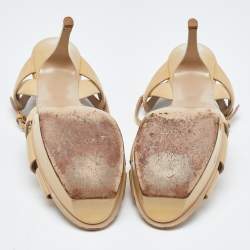 مملوكة مسبقًا Saint Laurent Beige Patent leather Tribute Sandals Size 39
