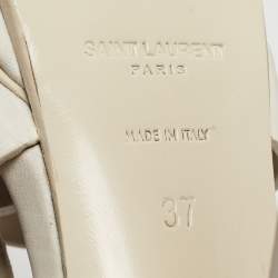 Pre Owned Saint Laurent White Leather Tribute Sandals Size 37