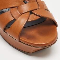 Saint Laurent Brown Leather Tribute Sandals Size 36.5