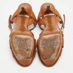 Saint Laurent Brown Leather Tribute Sandals Size 36.5