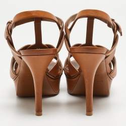 Saint Laurent Brown Leather Tribute Sandals Size 36.5