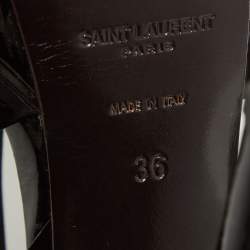 Pre Owned Saint Laurent Burgundy Patent Leather Tribute Sandals Size 36