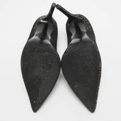 Saint Laurent Black/Silver Laminated Suede Pointed Toe Pumps Size 38