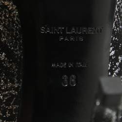 Saint Laurent Black/Silver Laminated Suede Pointed Toe Pumps Size 38