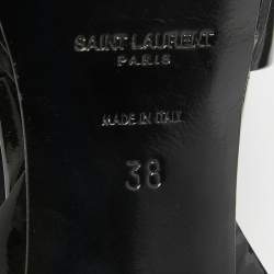 Pre Owned Saint Laurent Black Patent Tribute Sandals Size 38