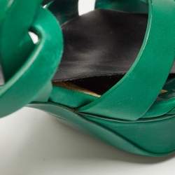 Saint Laurent Green Leather Tribute Sandals Size 38