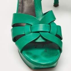 Saint Laurent Green Leather Tribute Sandals Size 38