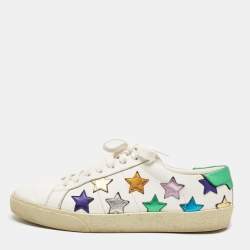 Pre Owned Saint Laurent White Leather Star Court Classic Sneakers Size 39