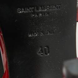 مملوكة مسبقًا Saint Laurent Dark Red Patent Leather Tribute Sandals Size 40